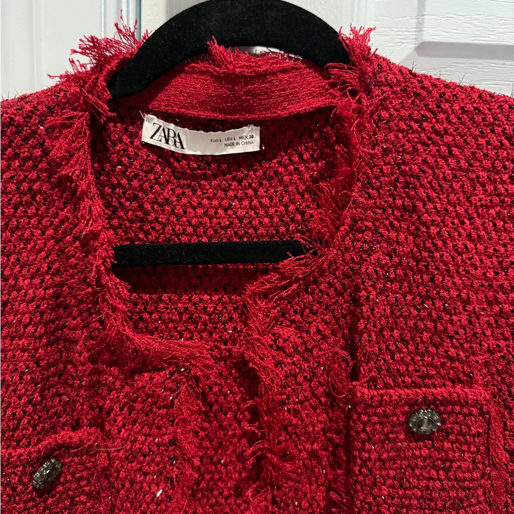 Zara Red Textured Jacket